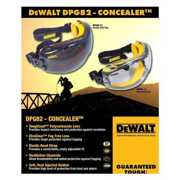 2 PR. DeWalt DPG82-11 CLEAR ANTI FOG Protective Over Glasses Safety Goggles Z87+
