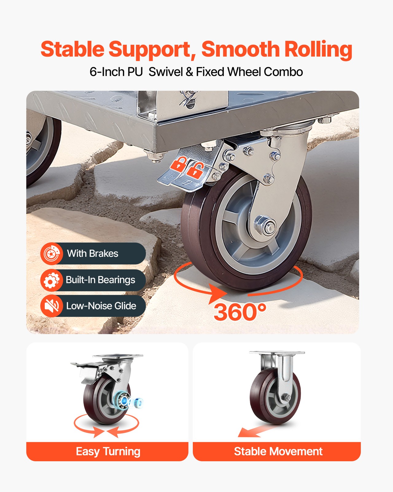 VEVOR Platform Truck 2650 lbs Heavy Duty Foldable Hand Push Cart with Wheels