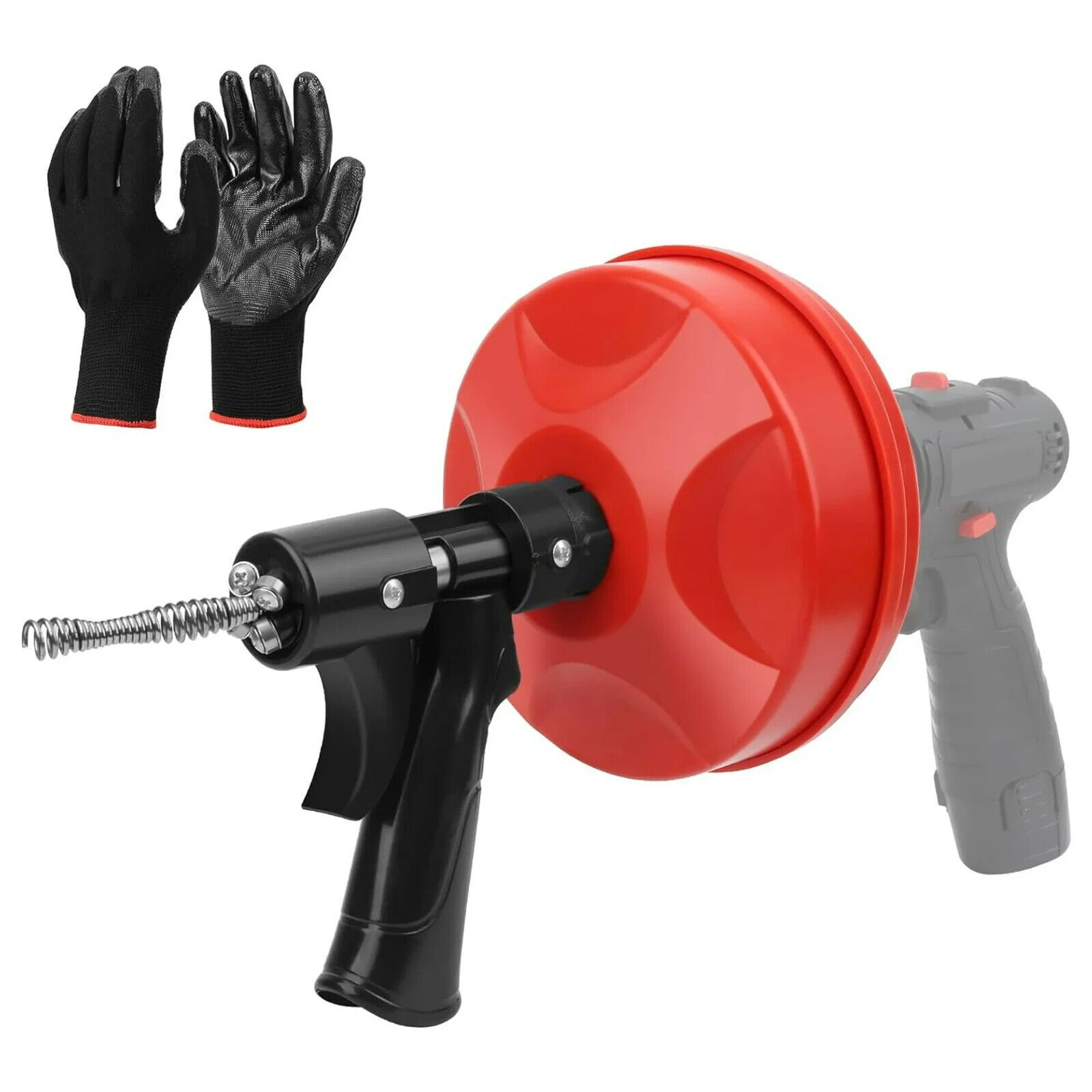 Drain Auger 25ft 1/4in Drum Plumbing Drain Snake Clog Remover Autofeed