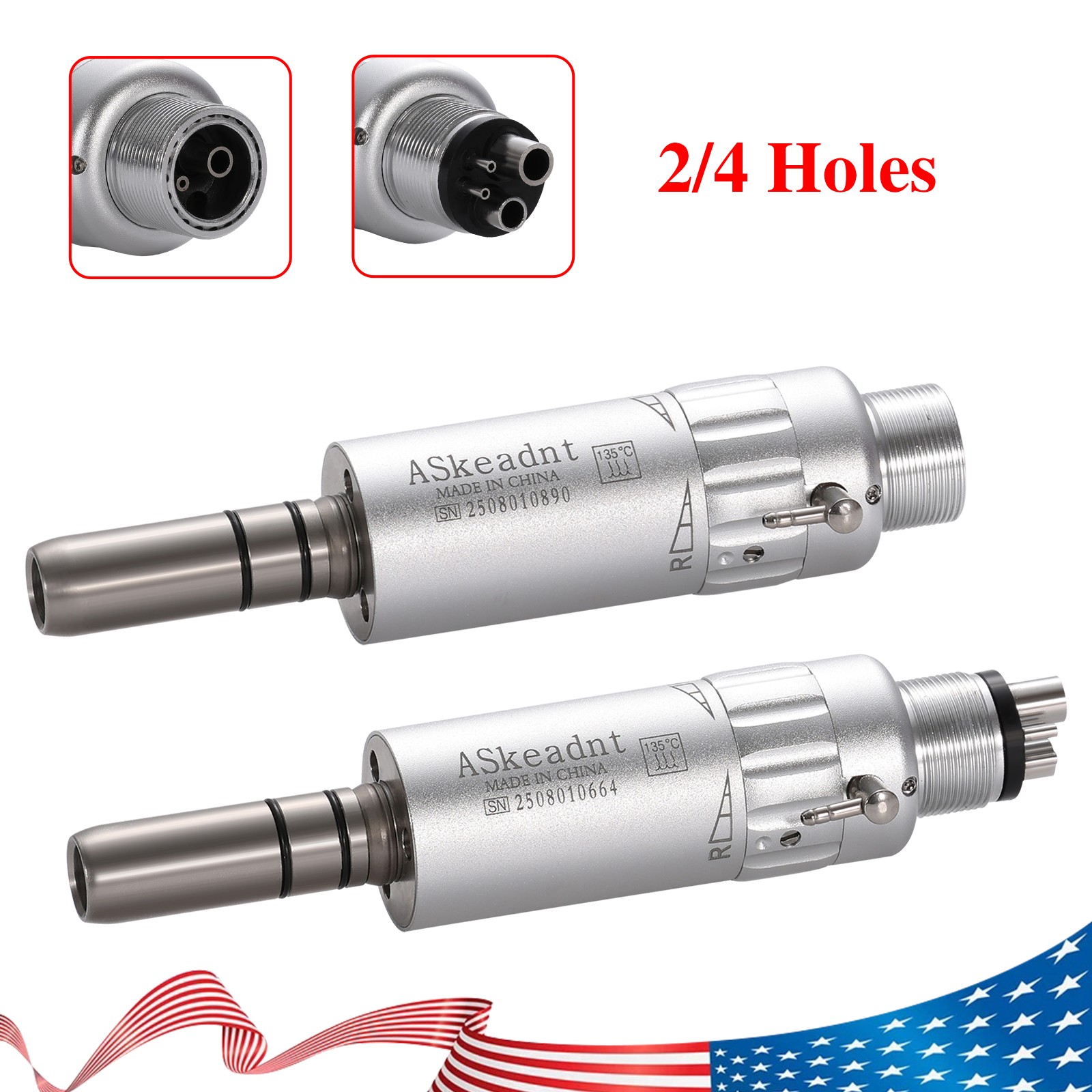 Dental Low Speed Handpiece Contra Angle Straight Air Motor Micromotor 4/2H AS