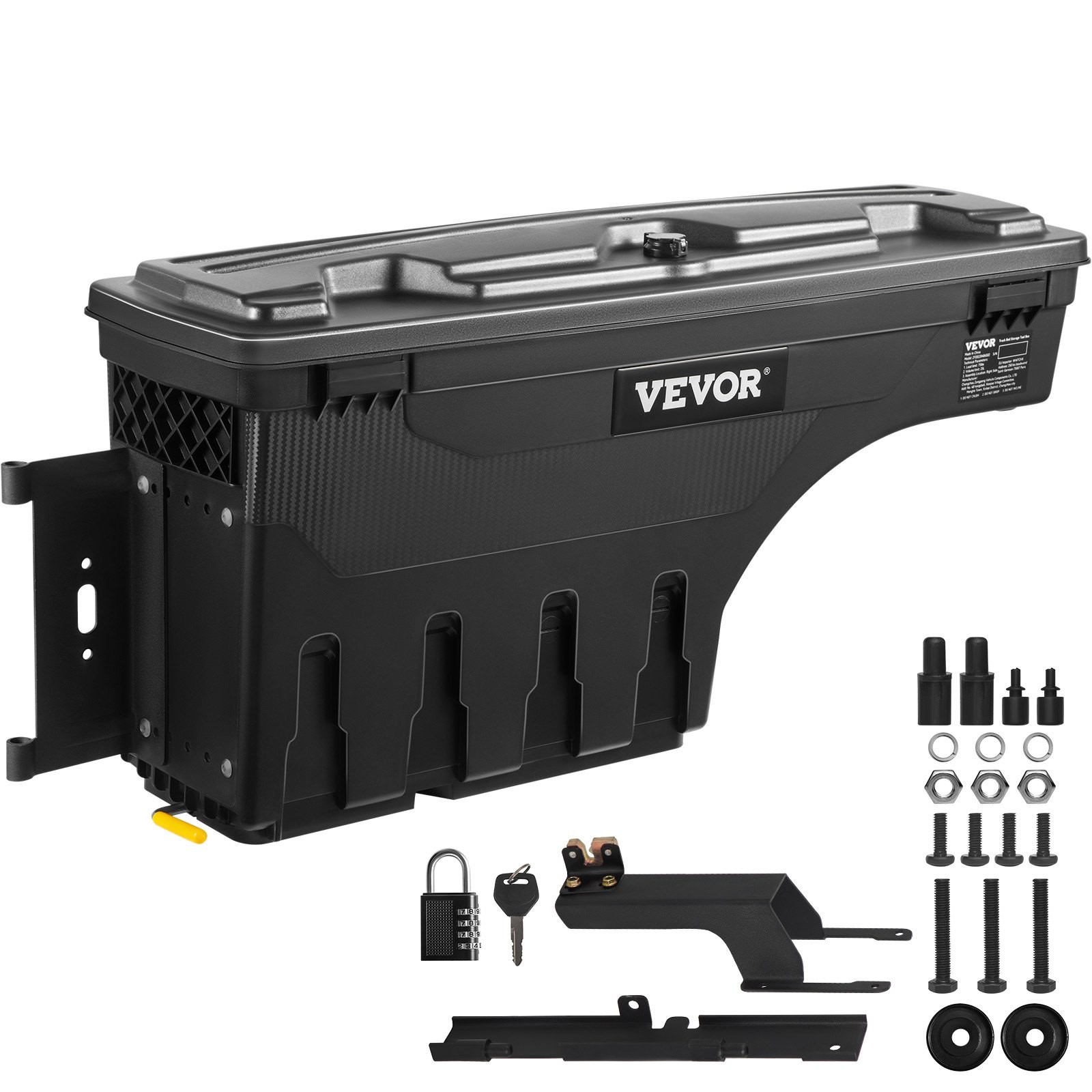 Truck Bed Storage Box,Lockable w/Password Padlock,6.6 Gal/25 L ABS Wheel Well To