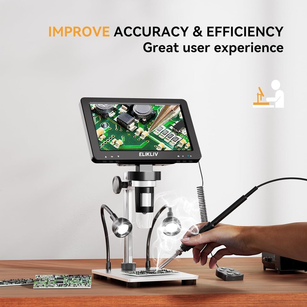 Elikliv Digital Microscope 7” Screen 1200X Coin Insect Stamp Magnifier Camera