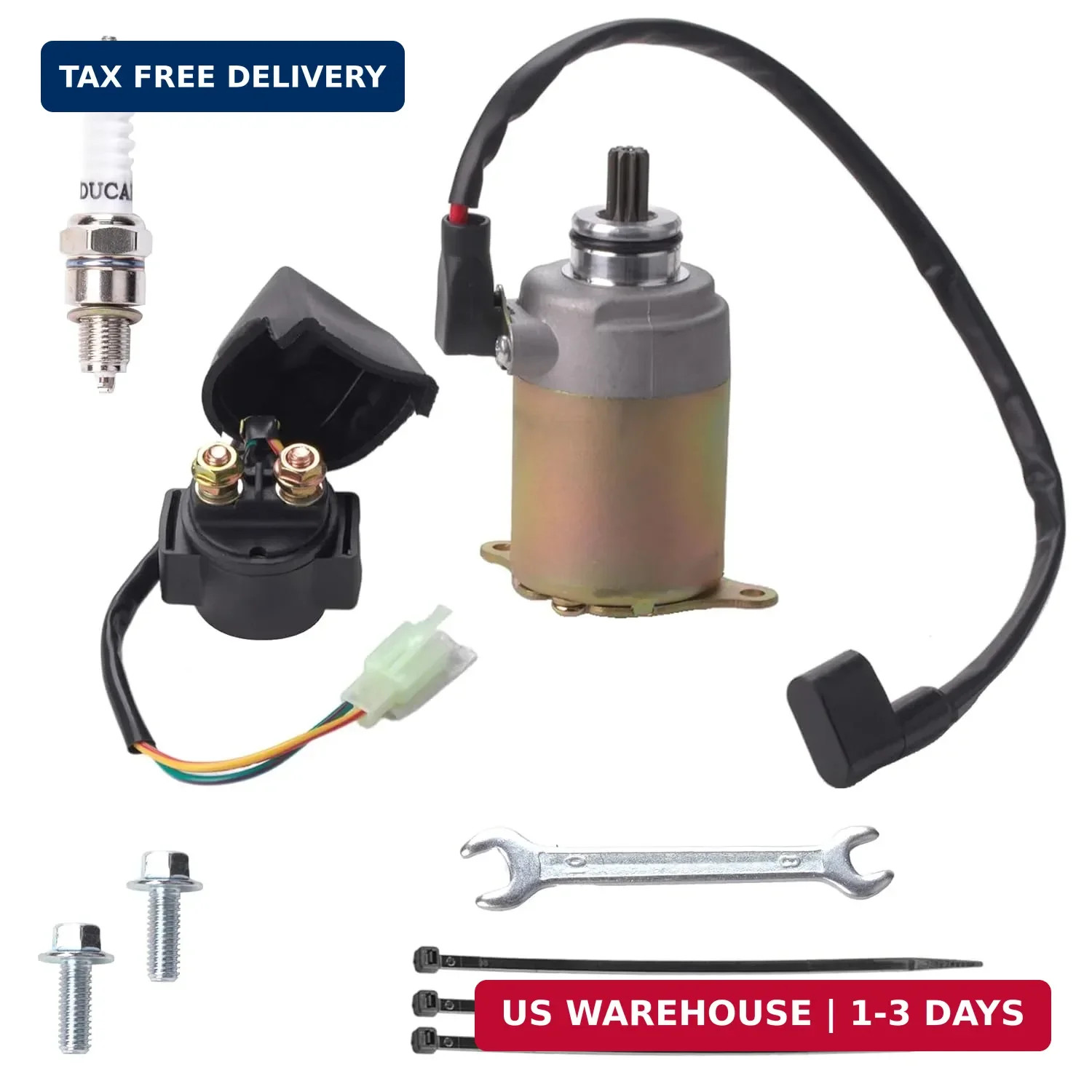 GY6 Starter Motor and Starter Relay Solenoid Valve, Suitable for 50cc 150cc 200c
