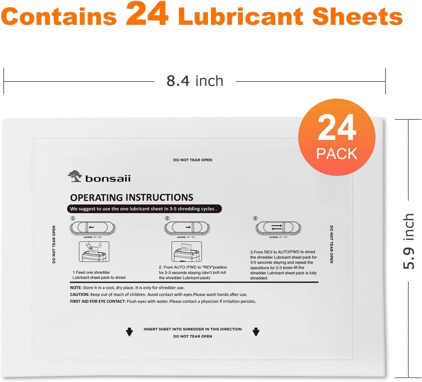 Paper Shredder Lubricant Sheets 24-Pack (8.4 x 5.9 inch/Piece)