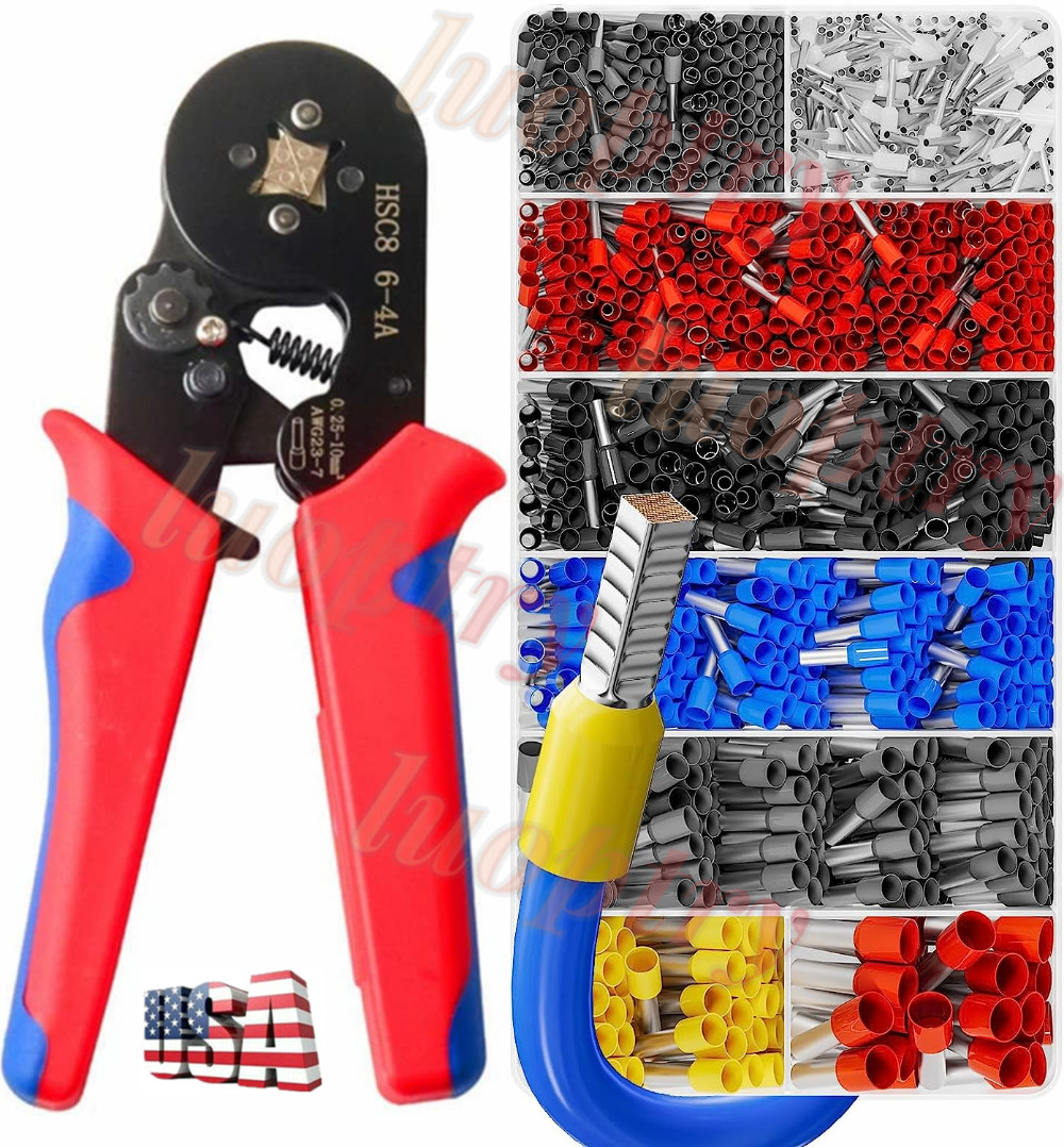 1200PCS Connectors Cord Wire Crimp Cable Pin End Bootlace Ferrule Terminals Kit