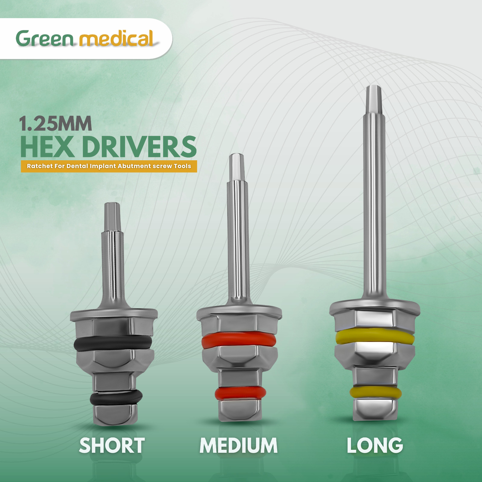 3 Pcs Hex Driver 1.25mm Ratchet For Dental Implant Abutment screw Tools