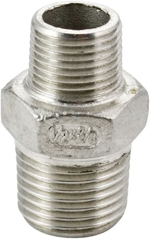 1/2″ to 3/8″ Male NPT Hex Nipple Pipe Fitting Reducer Reducing Adapter Stainless