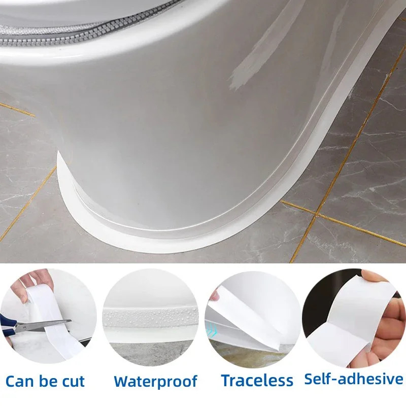 1/2/3.2M PVC Self-adhesive Sealing Tape Waterproof Oil-Proof Kitchen Sink Edge
