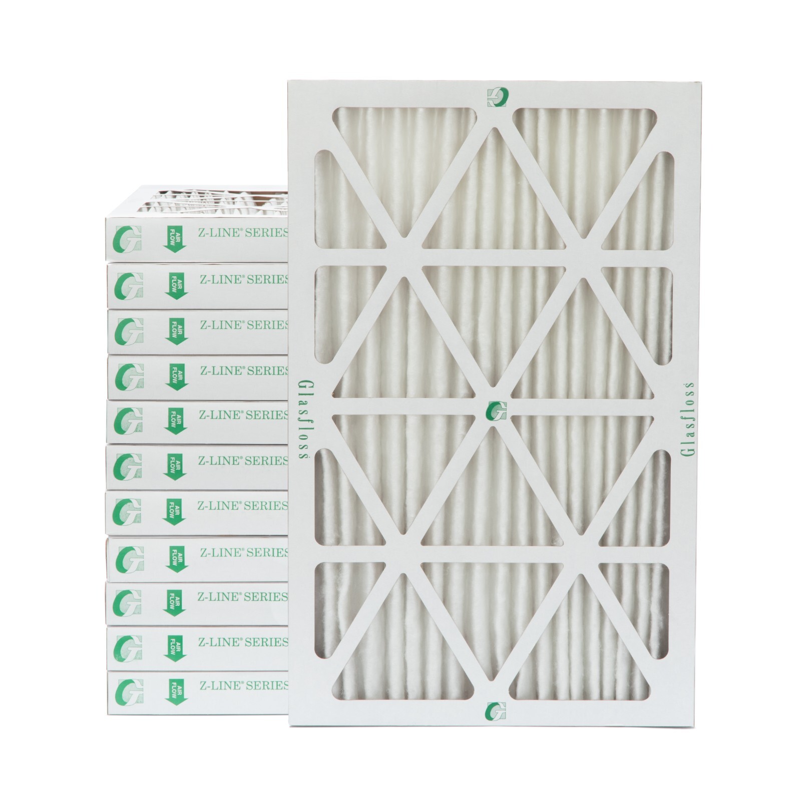 14x25x2 MERV 13 Pleated Air Filters by Glasfloss. Case of 12