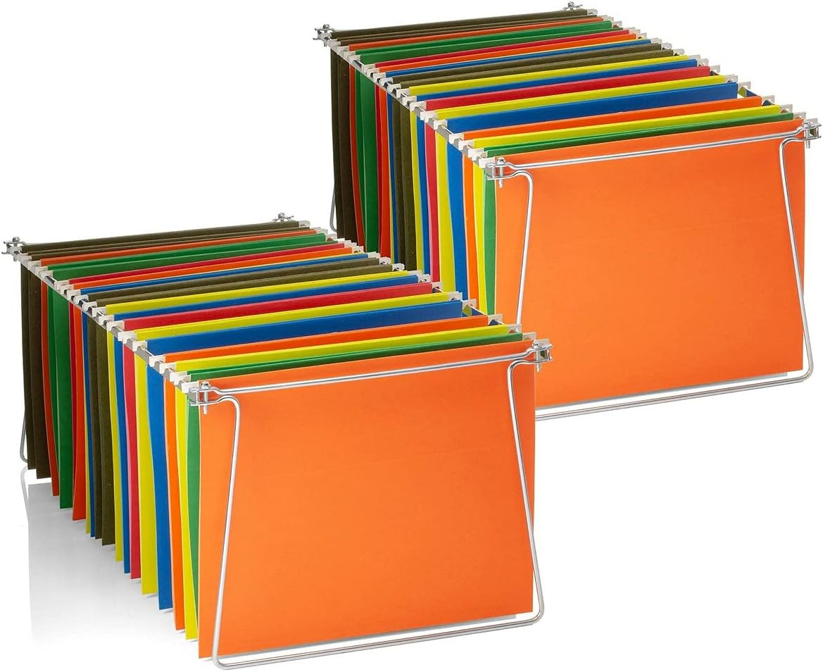 Office File Folder Frame Hanging Letter Size Holder Drawer Cabinet Rack 2 Pack