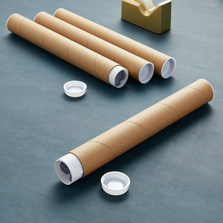 Kraft Mailing Tubes With End Caps Various Diameters and Lengths