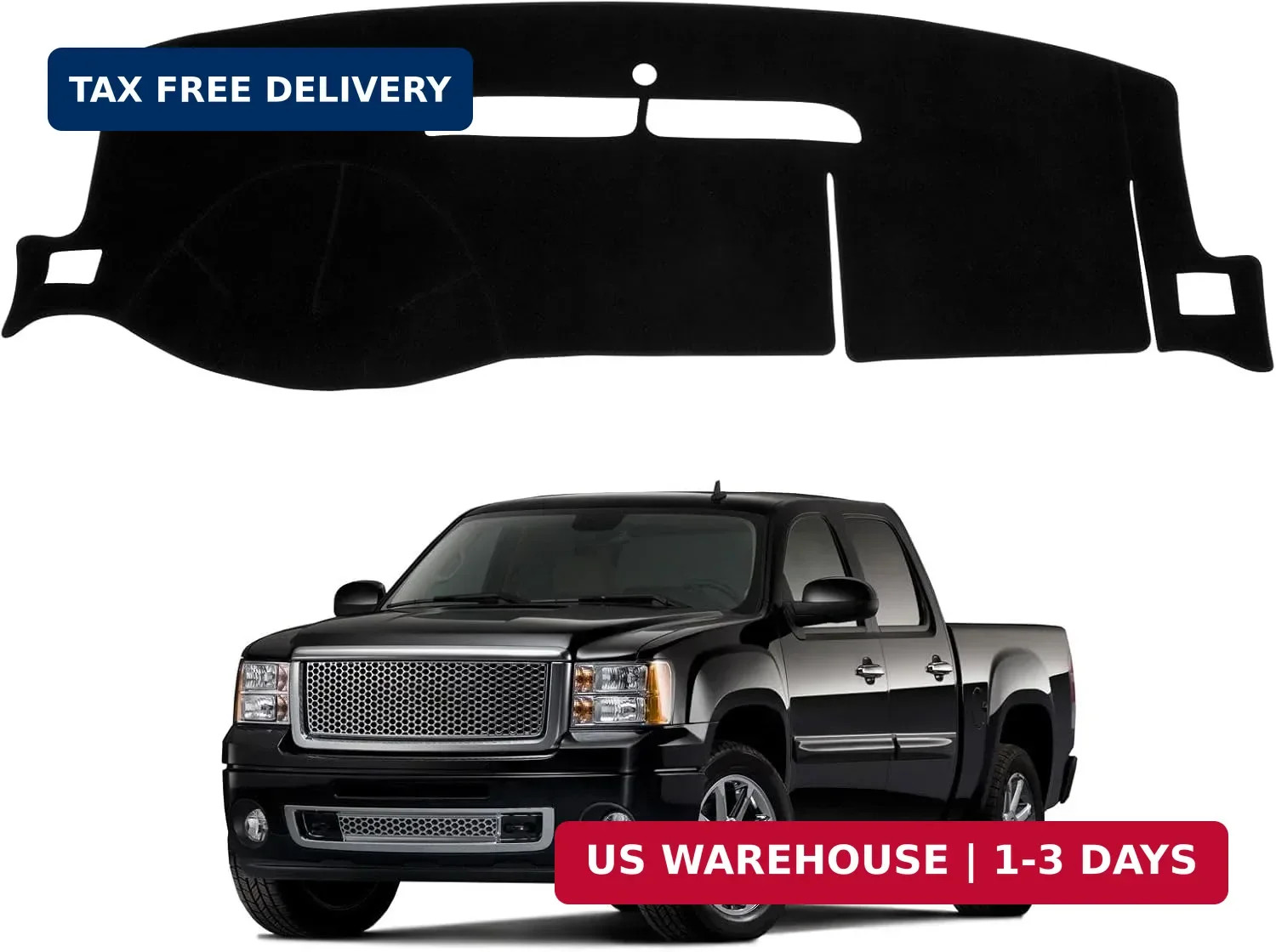 Dashboard Cover Mat Compatible with Chevy Silverado 2007-2013 LTZ GMC Sierra SLT