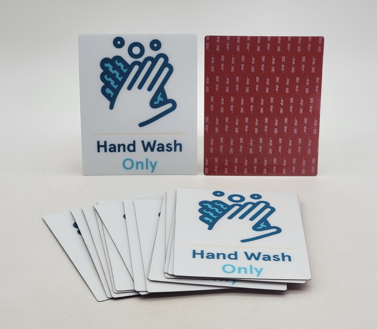 (16 Pack) Duratech PN-114314 Hand Wash Only Sign Adhesive 3M Decal VHB Back