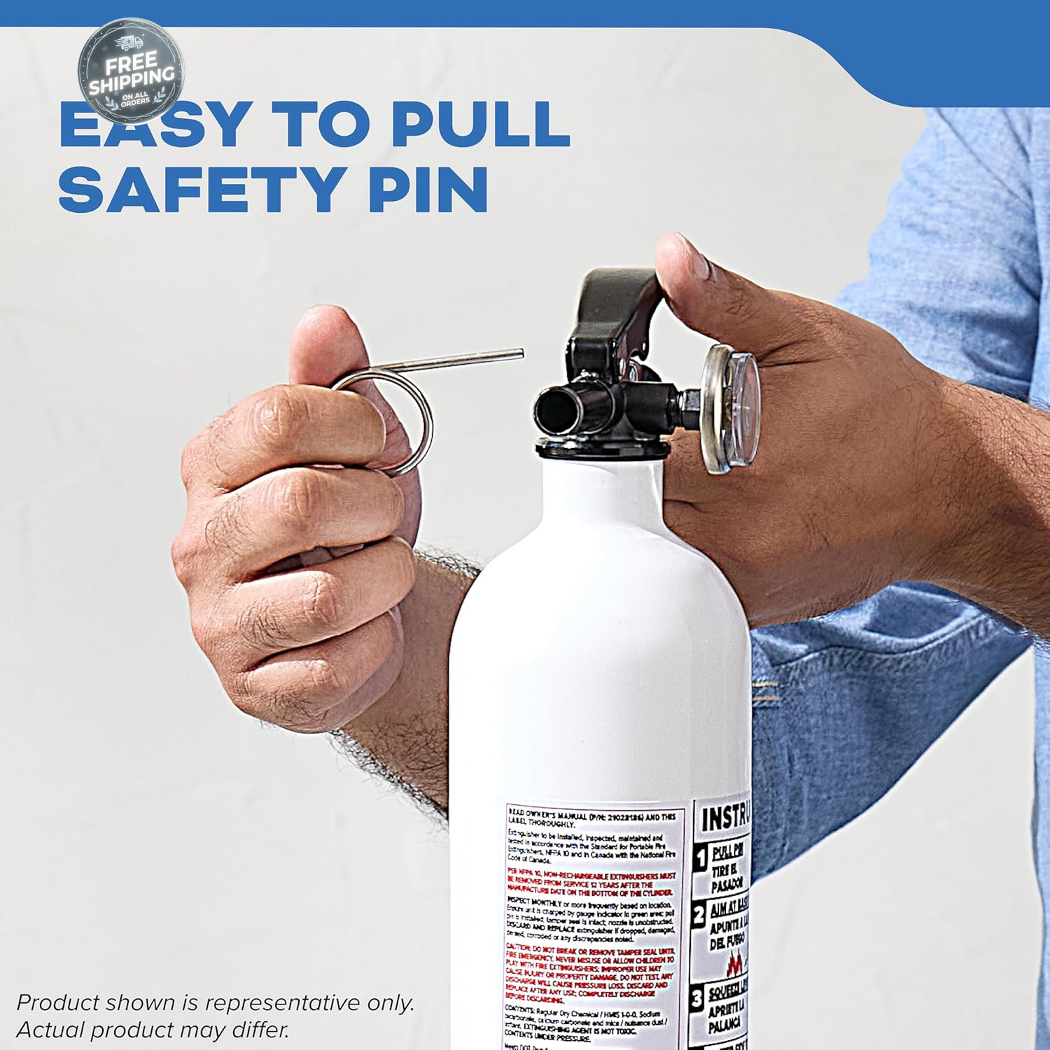 Fire Extinguisher for Boats, Single-Use 5BC Marine Safety Compact Emergency