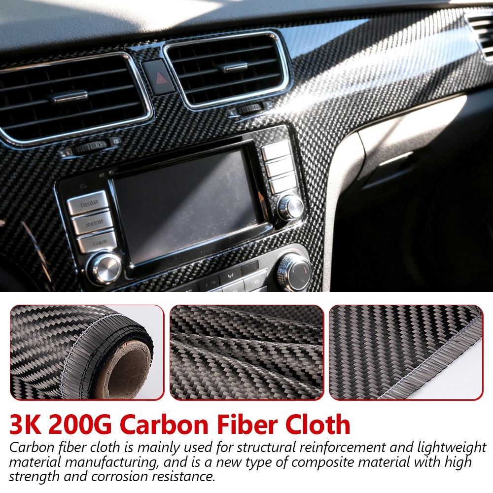 9.8ft x 7.87″ Carbon Fiber Black Sheet Carbon Fiber Fabric Roll for Cars DIY