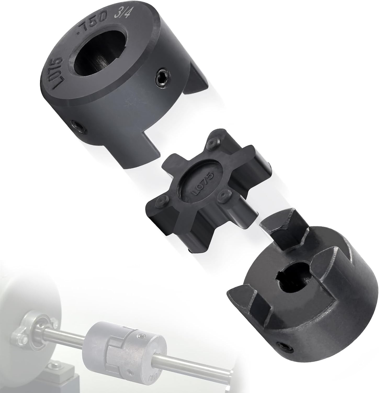 1/2″ to 3/4″ L075 3-Piece L-Jaw Coupling Fits Log Wood Splitter Hybrid Equipment