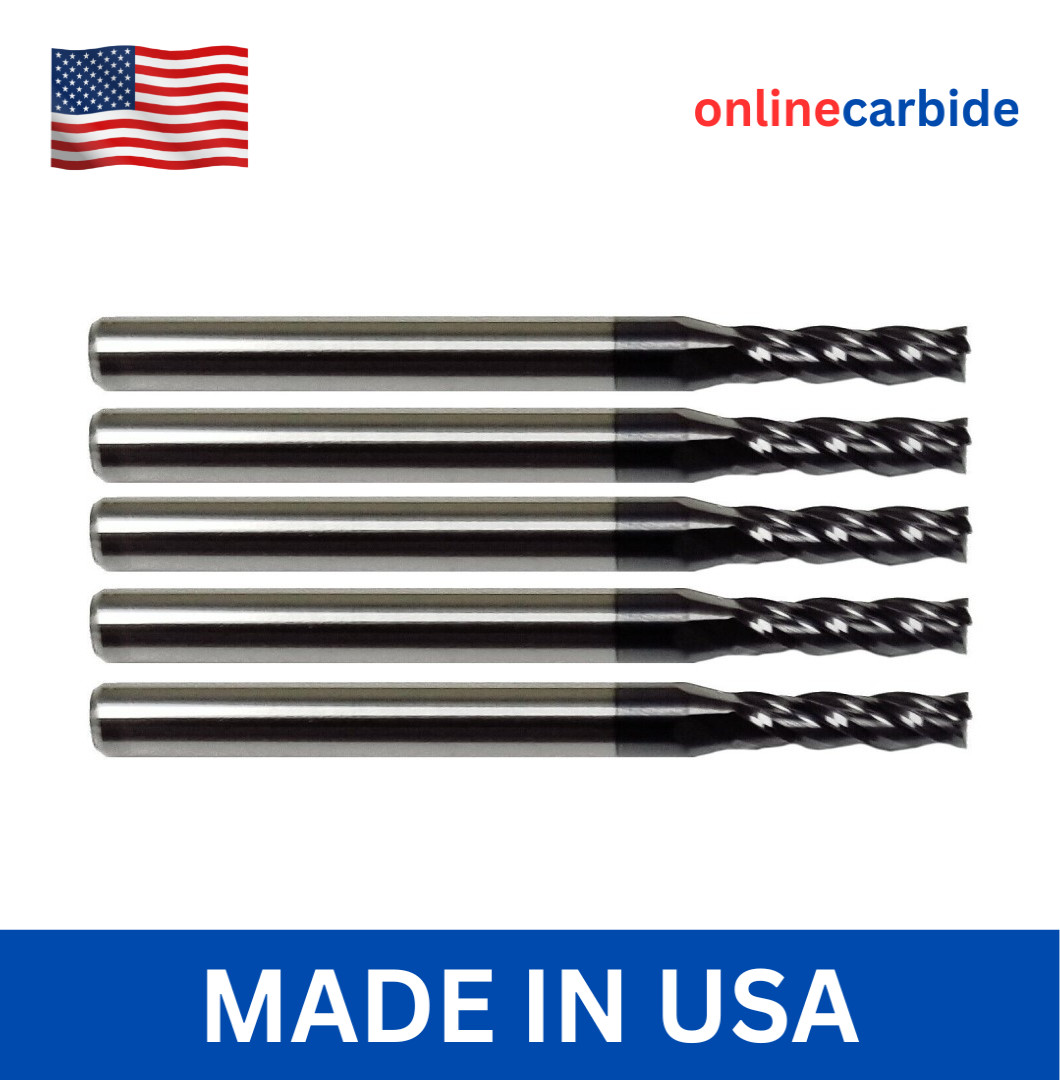 5 PCS 3/32″ 4 FLUTE CARBIDE END MILL – TiALN COATED