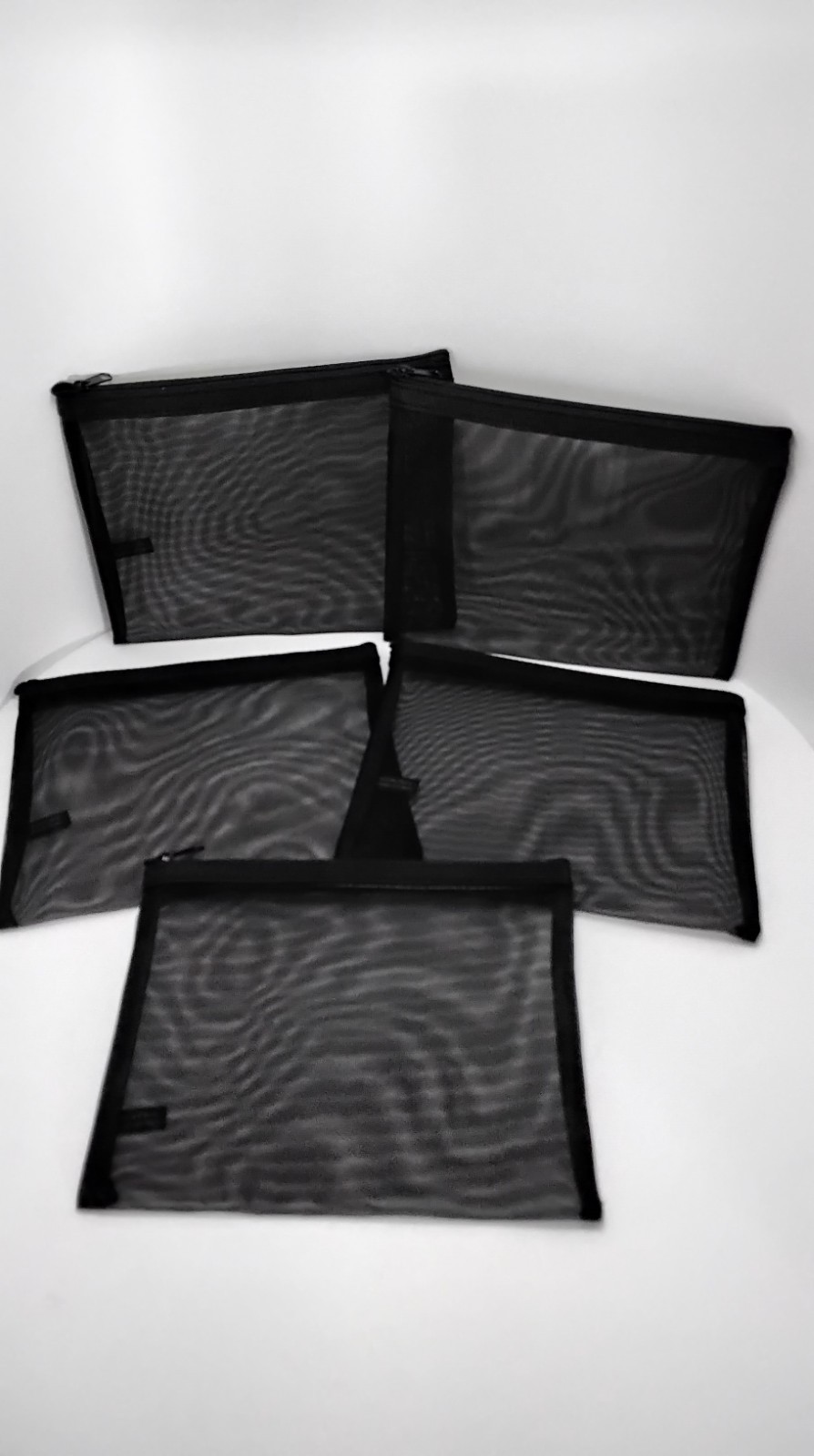 5 pcs 8″ X 6.5″ Mesh Cosmetic Bags Nylon Zipper Bag Travel Toiletry Pouch Black