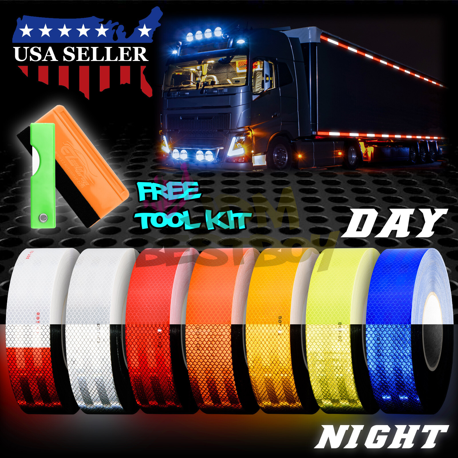 Reflective Conspicuity Tape 2in x 150FT DOT-C2 Safety Warning Sign Car Truck RV