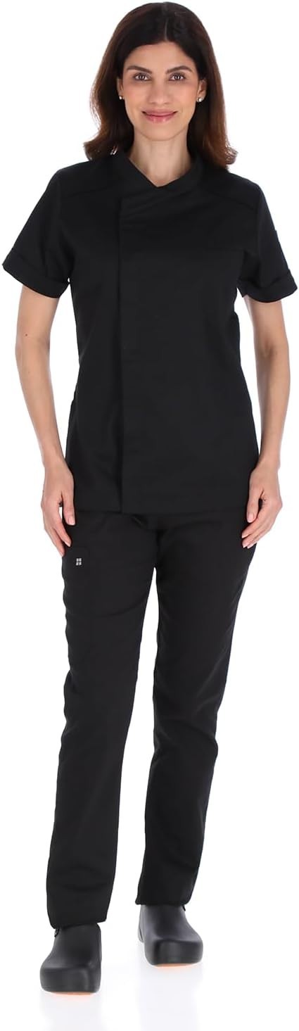 UNSER Women’s Dimitri Short Sleeve Chef Coat Professional Kitchen Uniform