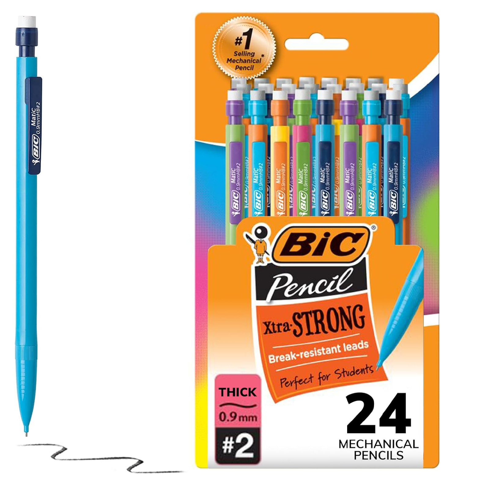 BIC Xtra-Strong 0.9mm Mechanical Pencils, 24-Pack with Erasers