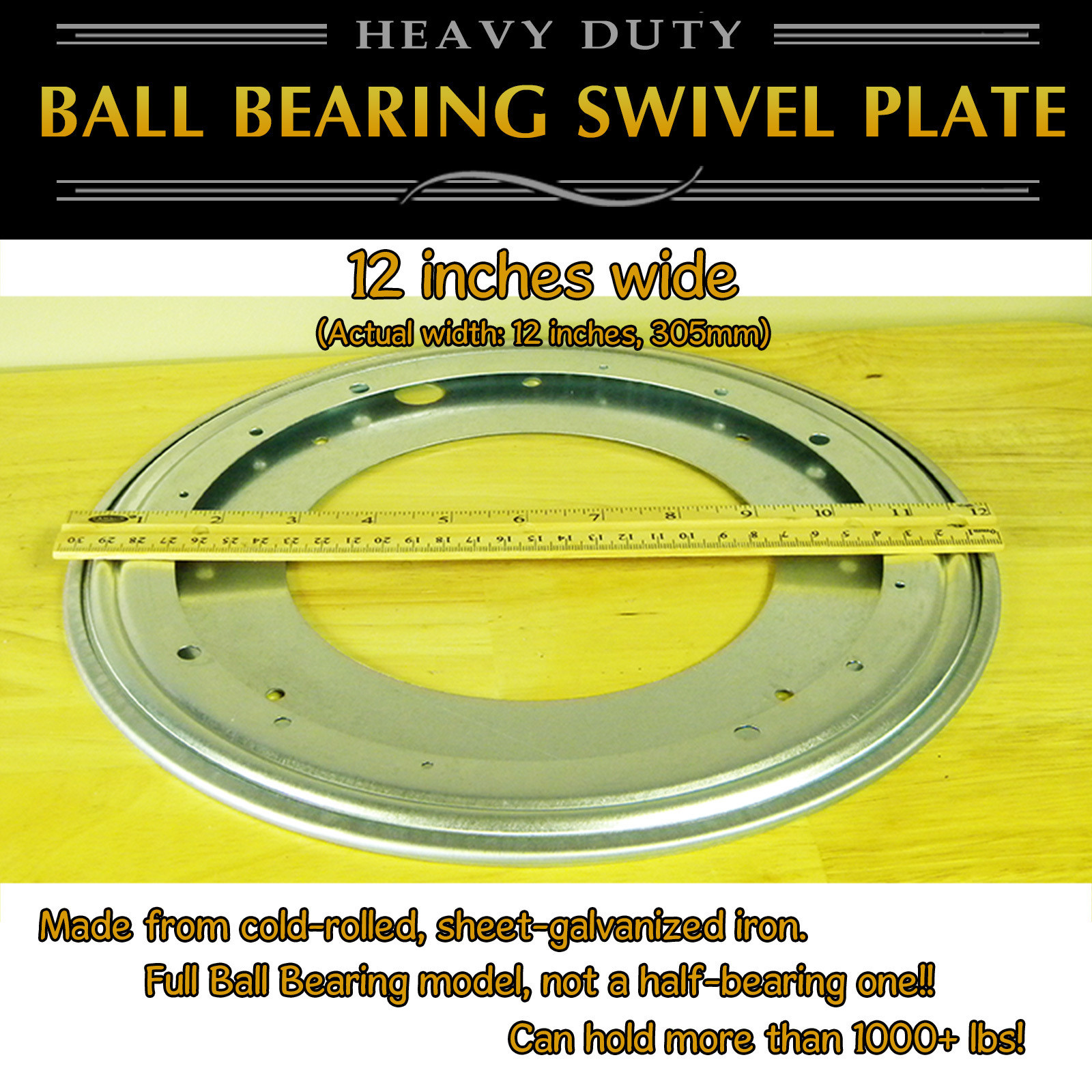 (1) 12 inch (305mm) – Swivel Plate Full Ball Bearing Lazy Susan Turntable