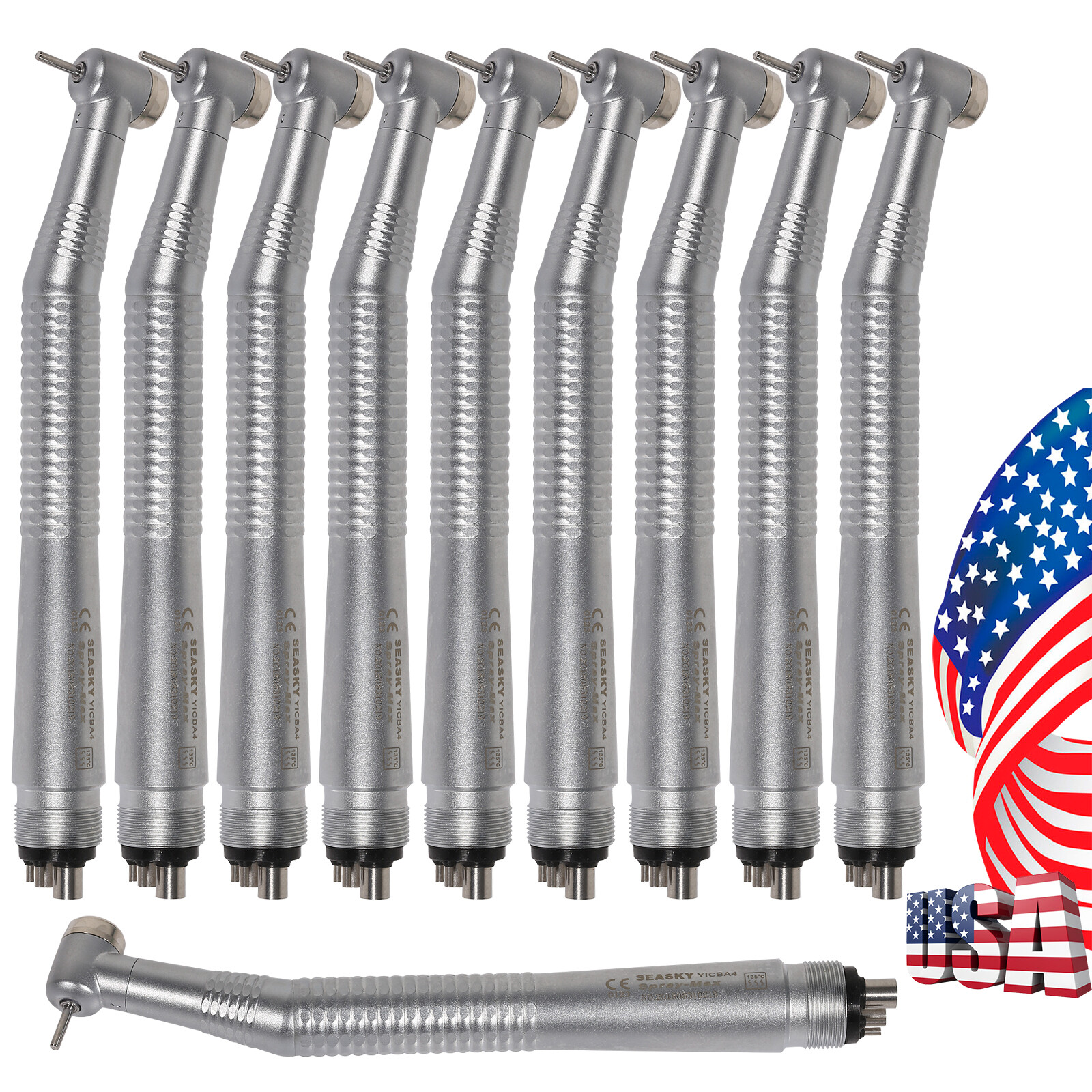 10PCS Dental High Speed Handpiece Push Button Standard 4 hole NSK Style SEASKY