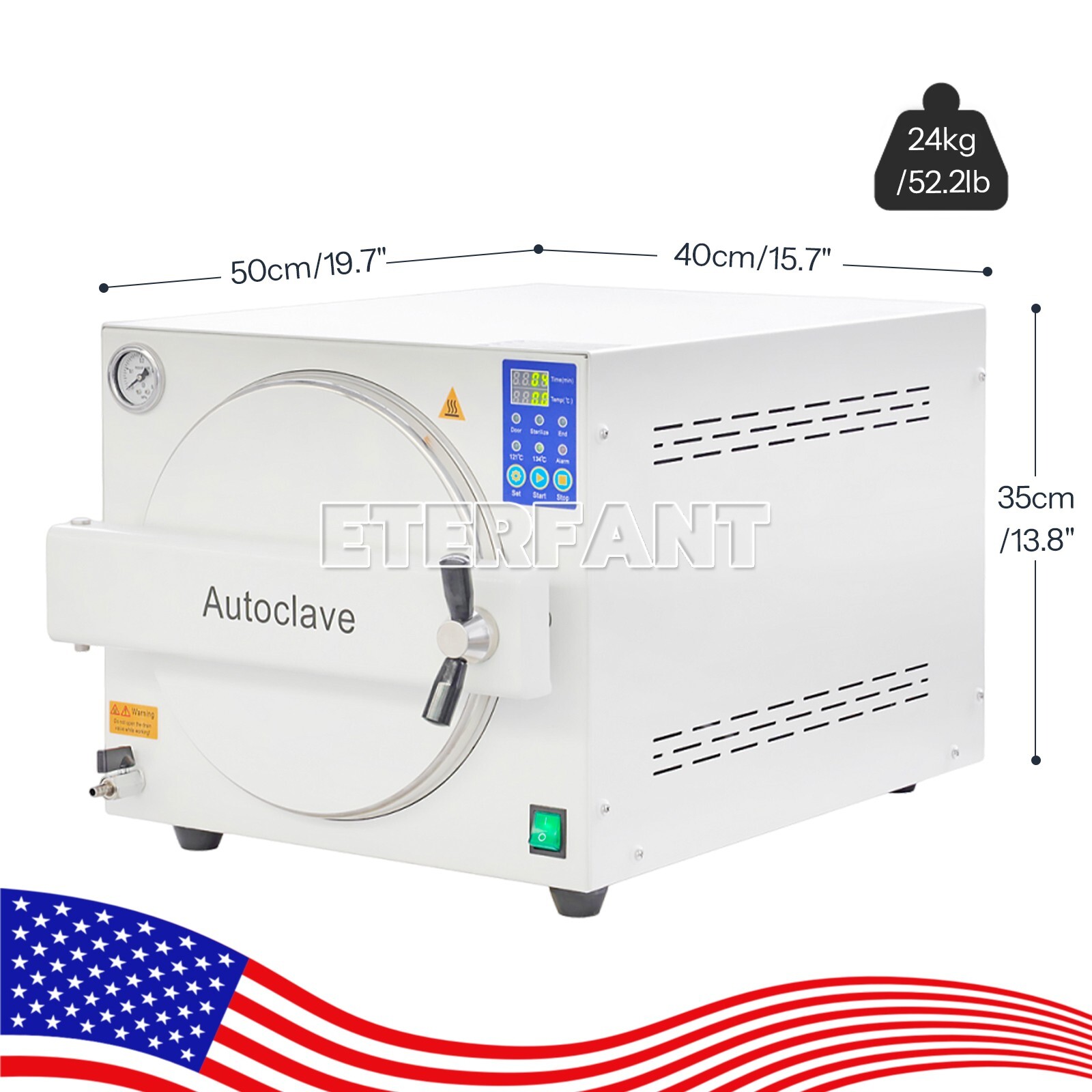 ETERFANT Dental Autoclave Steam Sterilizer Medical Sterilization 18L