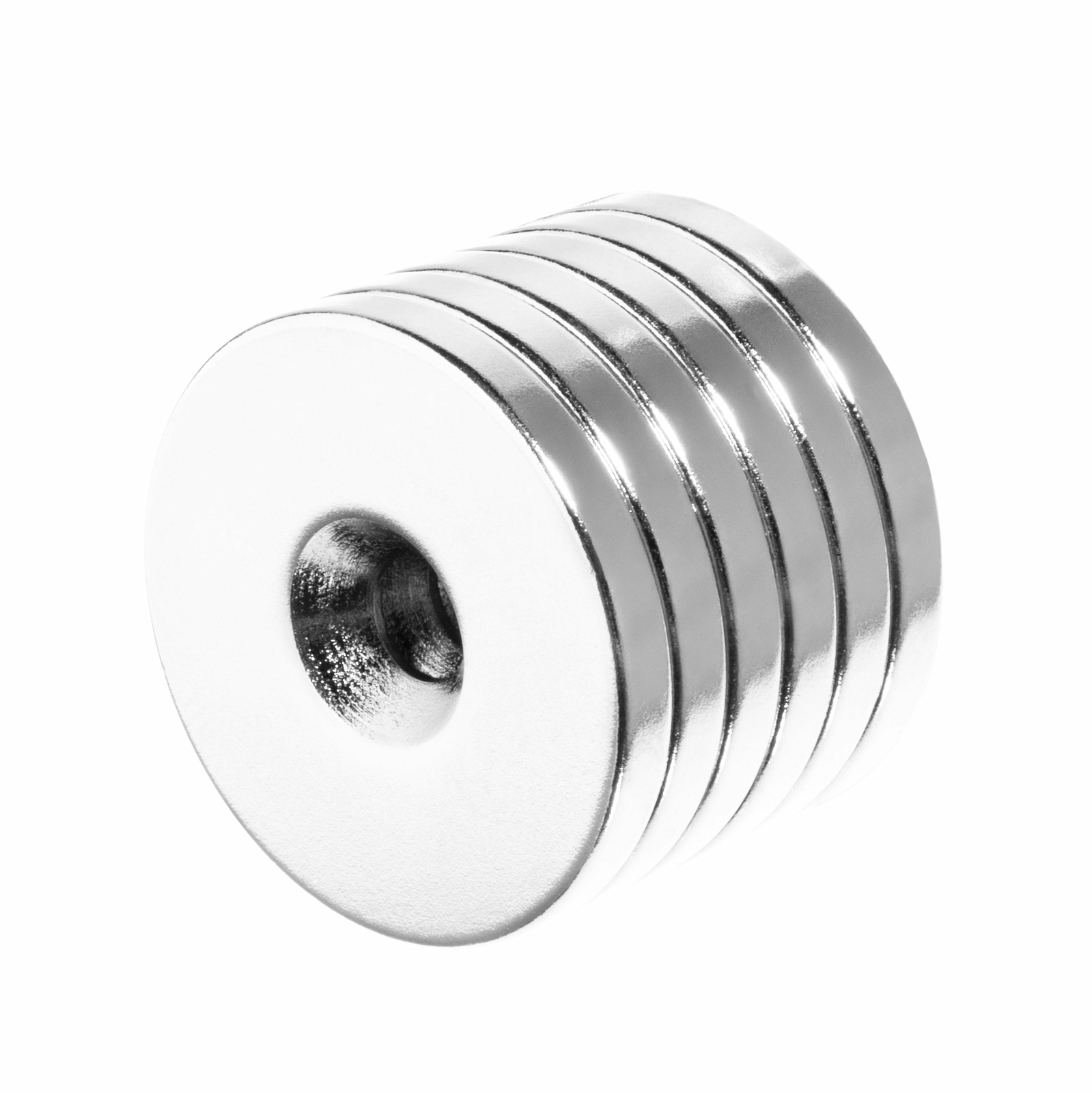 1 x 1/8 Inch Neodymium Rare Earth Countersunk Ring Magnets N42 (6 Pack)