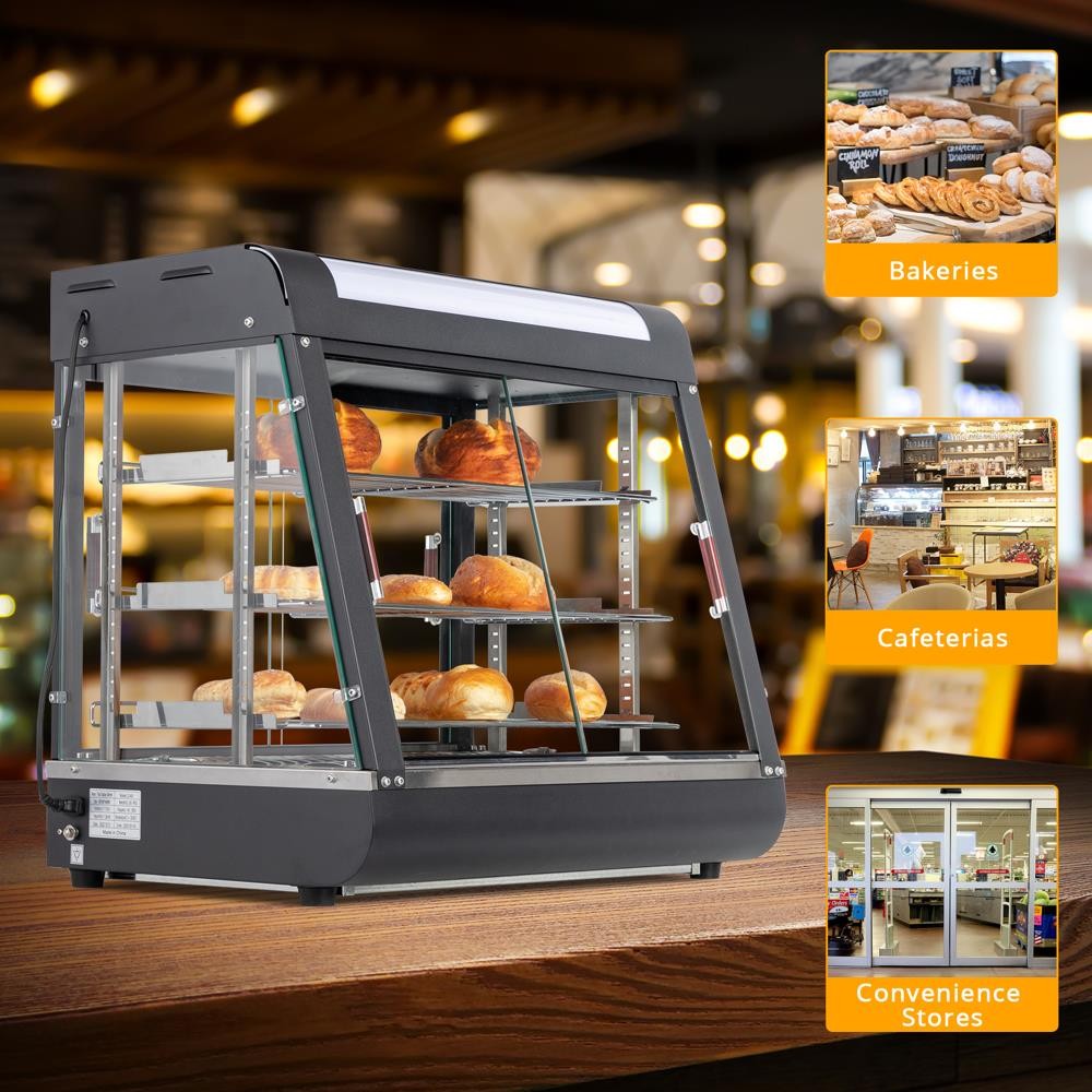 Electric 3 Tiers 26″ Commercial Heat Food Pizza Warmer Display Case Restaurant
