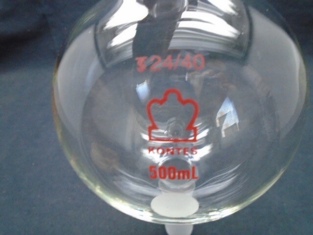 Kimble KONTES Glass 500mL Kugelrohr Single Distilling Bulb Ball Tube 24/40 Jts
