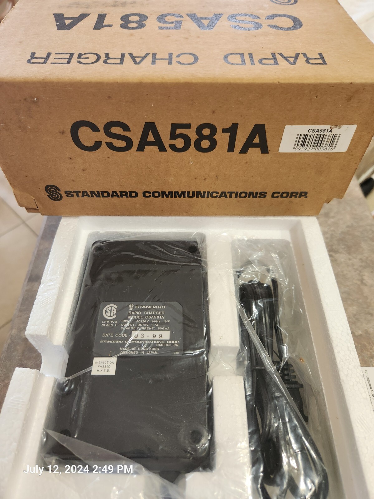 CSA581A STANDARD COMMUNICATIONS Desktop Rapid Charger for HX Radios
