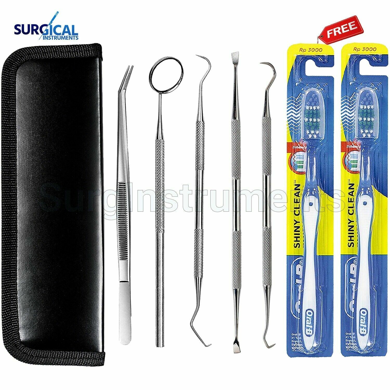 5 Tools Professional Dental Oral Hygiene Kit Deep Cleaning Scaler Teeth Care Set