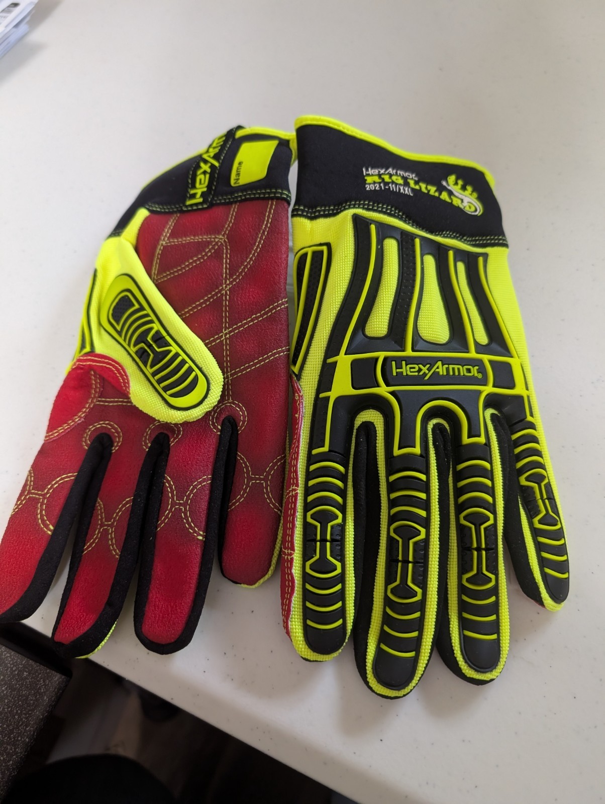 1 PAIR HEX ARMOR IMPACT RIG LIZARD CUT LEV 3 SIZE 11/XXL SAFETY GLOVES OIL RIG