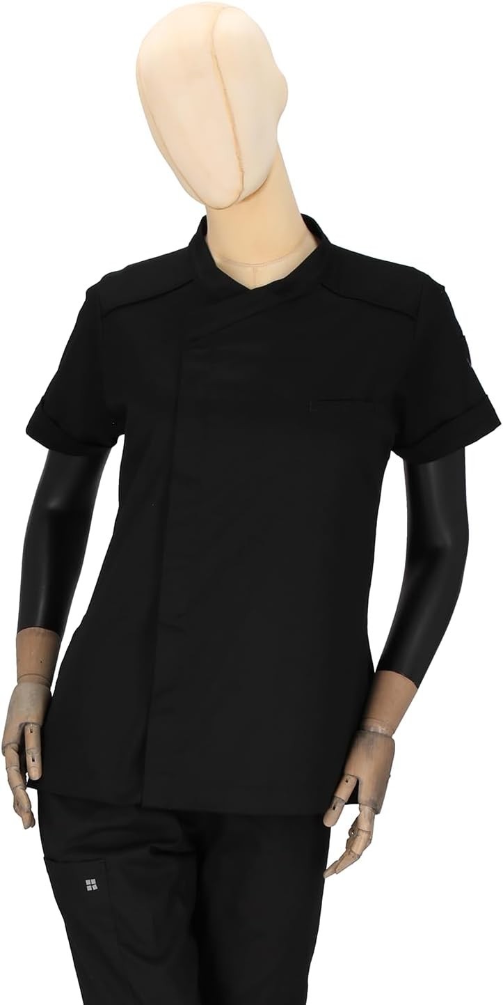 UNSER Women’s Dimitri Short Sleeve Chef Coat Professional Kitchen Uniform
