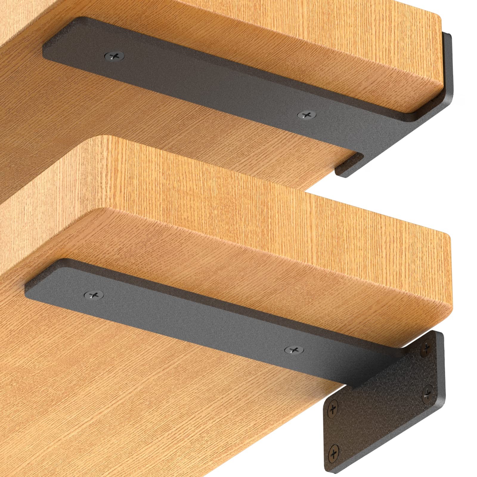 Starunder 6 Pack Floating Shelf Brackets, 6 Inch Heavy Duty 6 Inch, Black