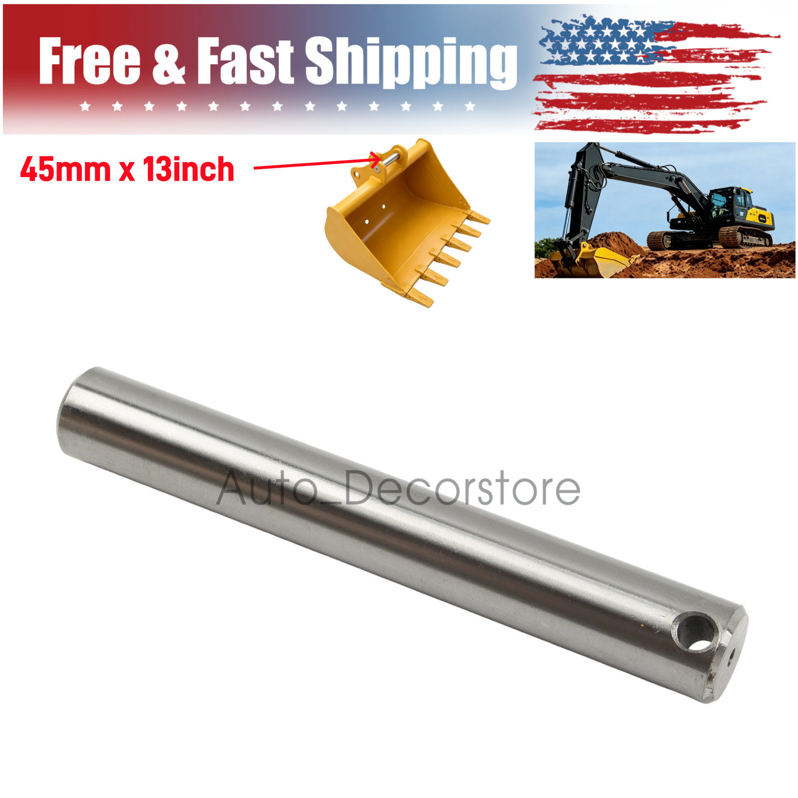 New Excavator Bucket Pin 45mm x 330mm 13” CAT 305 John Deere Komatsu CASE Harden