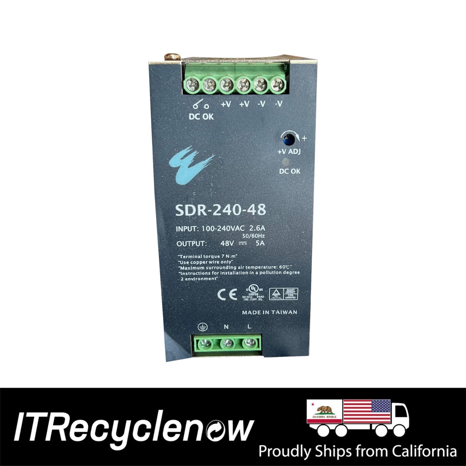Mean Well SDR-240-48 AC/DC DIN Rail Power Supply 48V 5A 240W High Efficiency