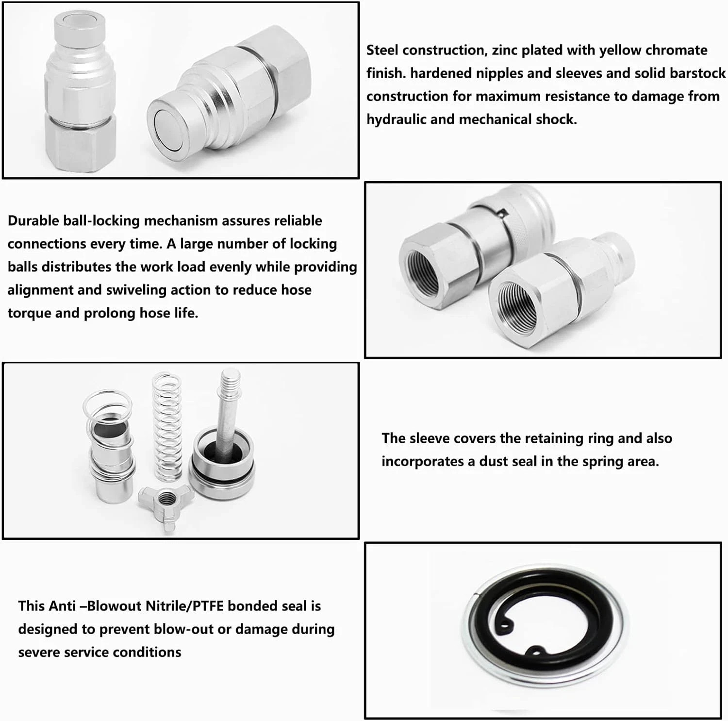 3/8″ NPT Skid Steer Bobcat Flat Face Hydraulic Quick Disconnect Coupling Fits