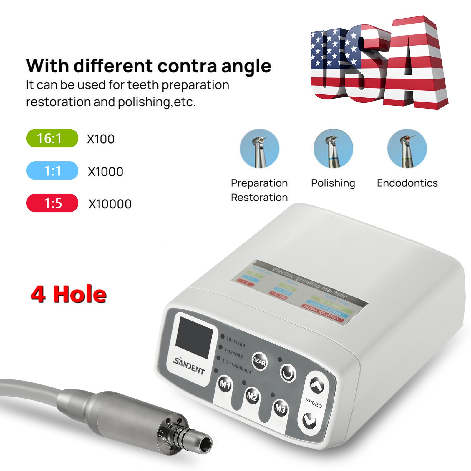Dental LED Brushless Electric micro motor electric micromotor Fit 1:1/1:5/16:1