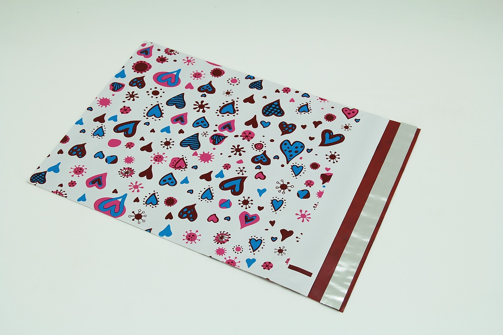 100 10×13 Blue Hearts Designer Poly Mailers Envelopes Boutique Custom Bags