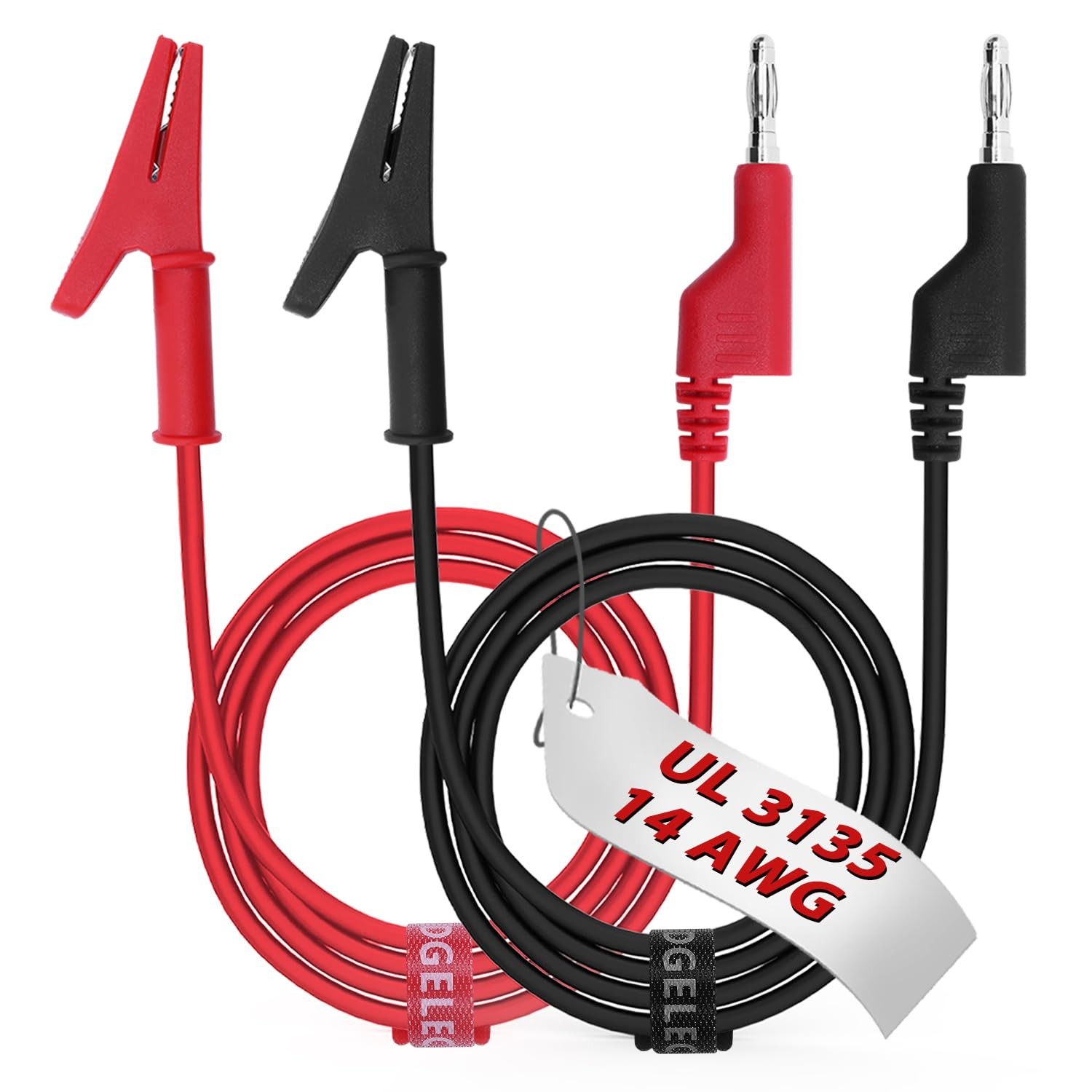14 Gauge 2pcs/3.3Ft Alligator Clips Electrical with Wires UL3135, 3.3 Ft(1m)