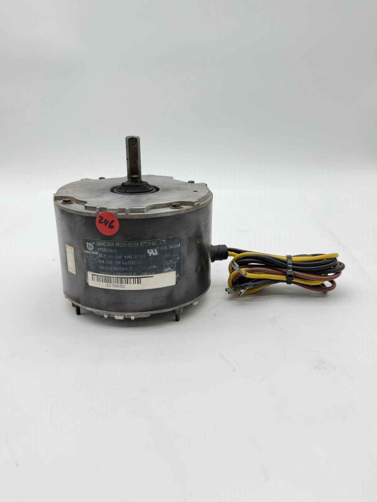 Zhongshan Broad-Ocean Y7S623B26 Y7S623B548L Fan Motor 1/10HP 1100RPM 208-230V