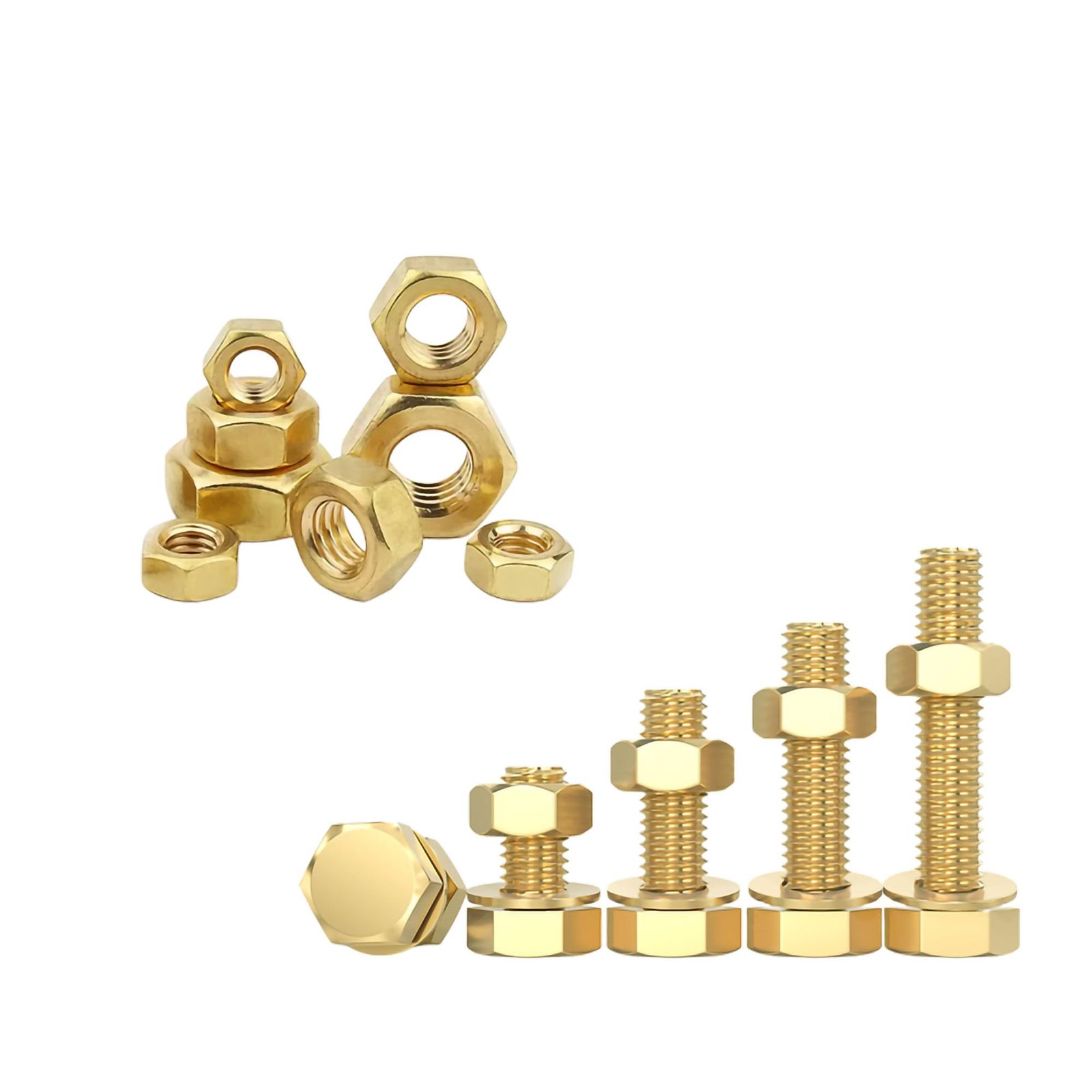 200 PCS M3-0.5 Brass Hex Nuts Metric Coarse Thread ISO 4032 Class 4.8 H52