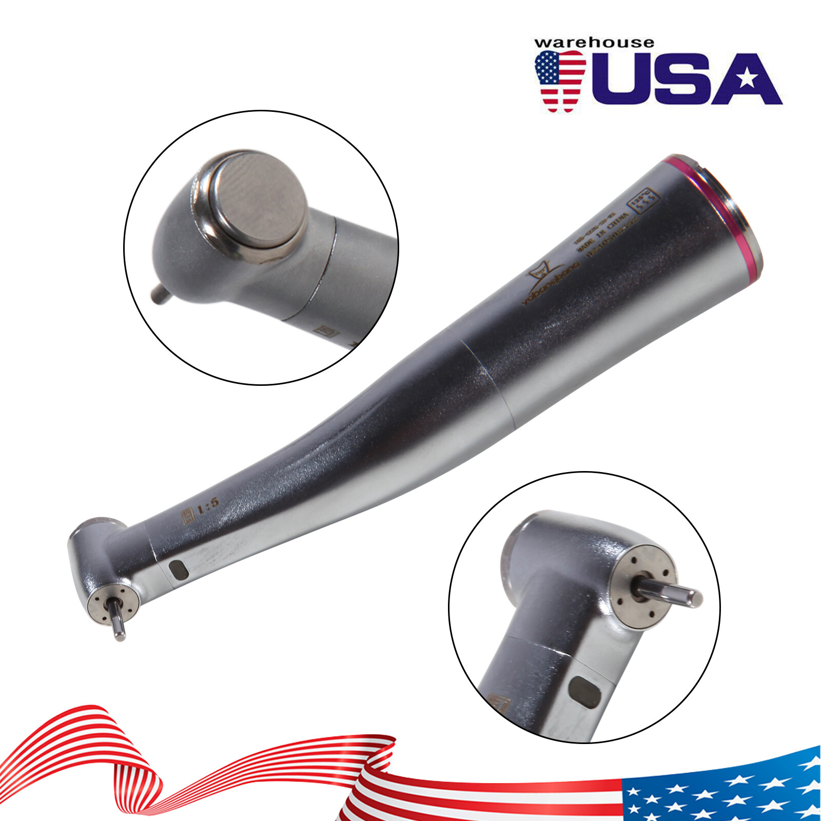 Dental 1:5 Increasing Handpiece Contra Angle LED For NSK Electric Motor E Type