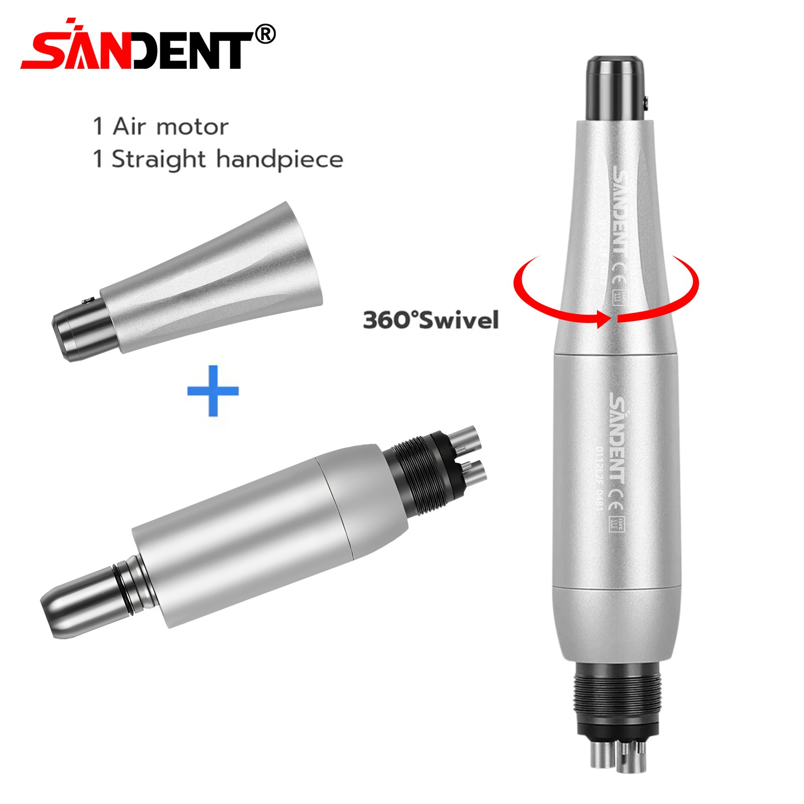 Dental Hygiene Prophy Handpiece Air Motor 4Holes 4:1 Nose Cone 360°Swivel