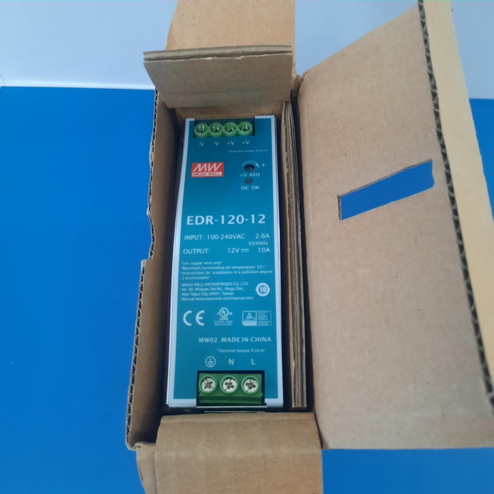 NEW Mean Well EDR-120-12 DIN-Rail Power Supply 12 V 10 A 120 W – 90-264 VAC