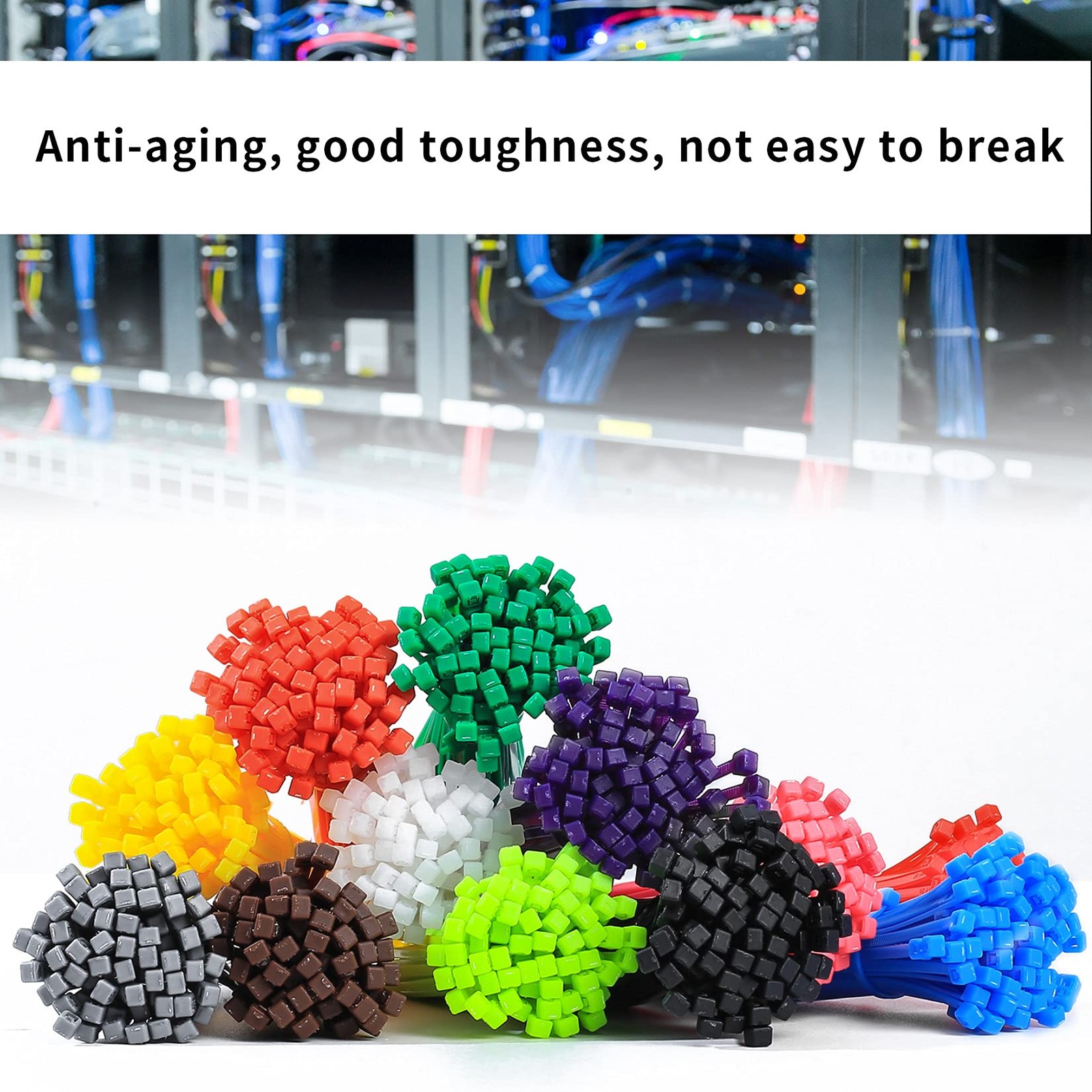 1200 Pcs Mixed Colored Zip Ties 4 Inch Multicolor Self-Locking Nylon Cable Zip
