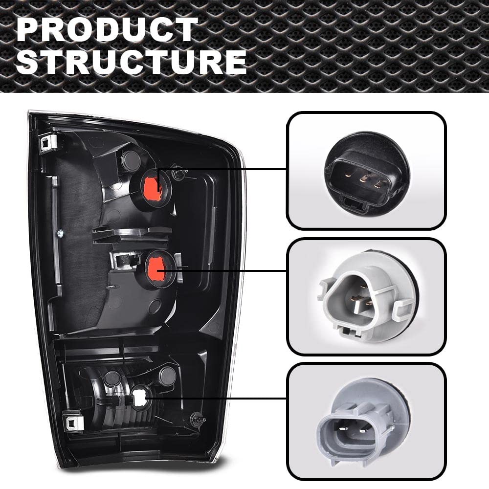 Pair Rear Tail Light Assembly Black Housing w/o Bulbs Toyota Tacoma 2016-2021