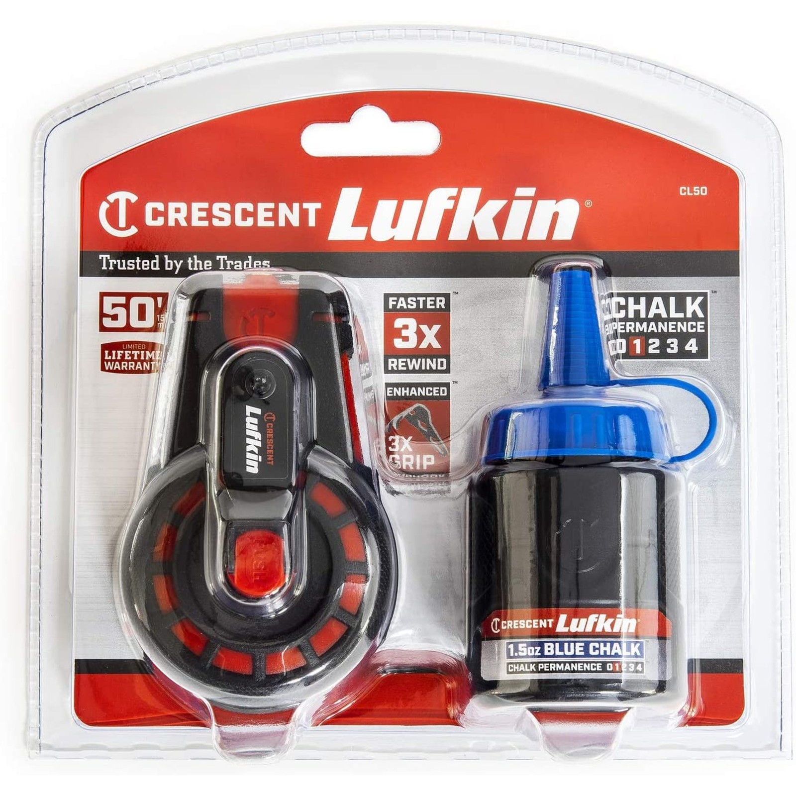 Crescent Lufkin 50′ Compact Chalk Reel with Blue Chalk, CL50
